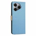 For Tecno Spark 20 Pro Splicing Color Hollow Flower Pattern RFID Leather Phone Case(Baby Blue) - 3