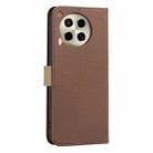 For Tecno Camon 30 4G / 30 5G Splicing Color Hollow Flower Pattern RFID Leather Phone Case(Brown) - 3