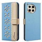 For Tecno Camon 30 4G / 30 5G Splicing Color Hollow Flower Pattern RFID Leather Phone Case(Baby Blue) - 1