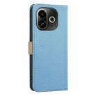 For Tecno Pop 9 5G / Spark 30C 5G Splicing Color Hollow Flower Pattern RFID Leather Phone Case(Baby Blue) - 3