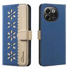 For Tecno Pova 6 Neo 5G / Spark 30 5G Splicing Color Hollow Flower Pattern RFID Leather Phone Case(Dark Blue) - 1