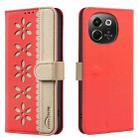 For Tecno Pova 6 Neo 5G / Spark 30 5G Splicing Color Hollow Flower Pattern RFID Leather Phone Case(Red) - 1