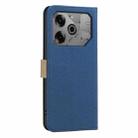 For Tecno Pova 6 / Pova 6 Pro 5G Splicing Color Hollow Flower Pattern RFID Leather Phone Case(Dark Blue) - 3
