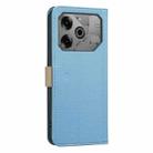For Tecno Pova 6 / Pova 6 Pro 5G Splicing Color Hollow Flower Pattern RFID Leather Phone Case(Baby Blue) - 3