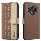 For Tecno Spark 30 4G Splicing Color Hollow Flower Pattern RFID Leather Phone Case(Brown) - 1