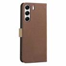 For Tecno Camon 40 Pro 4G Splicing Color Hollow Flower Pattern RFID Leather Phone Case(Brown) - 3