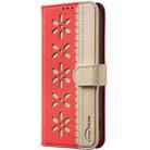 For Tecno Camon 40 Pro 4G Splicing Color Hollow Flower Pattern RFID Leather Phone Case(Red) - 2