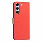 For Tecno Camon 40 Pro 4G Splicing Color Hollow Flower Pattern RFID Leather Phone Case(Red) - 3