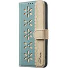 For Tecno Camon 40 Pro 4G Splicing Color Hollow Flower Pattern RFID Leather Phone Case(Green) - 2