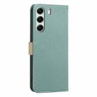 For Tecno Camon 40 Pro 4G Splicing Color Hollow Flower Pattern RFID Leather Phone Case(Green) - 3