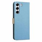 For Tecno Camon 40 Pro 4G Splicing Color Hollow Flower Pattern RFID Leather Phone Case(Baby Blue) - 3