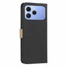 For Tecno Spark 40 4G Splicing Color Hollow Flower Pattern RFID Leather Phone Case(Black) - 3