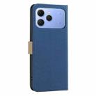 For Tecno Spark 40 4G Splicing Color Hollow Flower Pattern RFID Leather Phone Case(Dark Blue) - 3