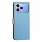 For Tecno Spark 40 4G Splicing Color Hollow Flower Pattern RFID Leather Phone Case(Baby Blue) - 3