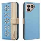 For Tecno Pova 7 Ultra 5G Splicing Color Hollow Flower Pattern RFID Leather Phone Case(Baby Blue) - 1