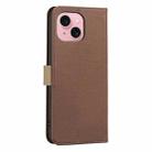 For iPhone 13 / 14 Splicing Color Hollow Flower Pattern RFID Leather Phone Case(Brown) - 3