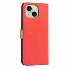 For iPhone 14 Plus / 15 Plus Splicing Color Hollow Flower Pattern RFID Leather Phone Case(Red) - 3