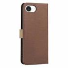 For iPhone 16e Splicing Color Hollow Flower Pattern RFID Leather Phone Case(Brown) - 3