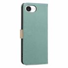 For iPhone 16e Splicing Color Hollow Flower Pattern RFID Leather Phone Case(Green) - 3