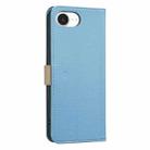 For iPhone 16e Splicing Color Hollow Flower Pattern RFID Leather Phone Case(Baby Blue) - 3