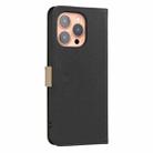 For iPhone 16 Pro Splicing Color Hollow Flower Pattern RFID Leather Phone Case(Black) - 3