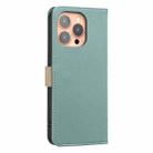 For iPhone 16 Pro Splicing Color Hollow Flower Pattern RFID Leather Phone Case(Green) - 3