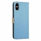 For iPhone XS Max Splicing Color Hollow Flower Pattern RFID Leather Phone Case(Baby Blue) - 3