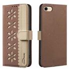 For iPhone 6 / 7 / 8 Splicing Color Hollow Flower Pattern RFID Leather Phone Case(Brown) - 1