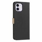 For iPhone 11 Splicing Color Hollow Flower Pattern RFID Leather Phone Case(Black) - 3