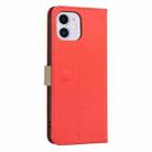 For iPhone 11 Splicing Color Hollow Flower Pattern RFID Leather Phone Case(Red) - 3