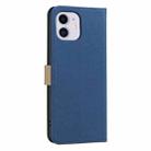 For iPhone 12 / 12 Pro Splicing Color Hollow Flower Pattern RFID Leather Phone Case(Dark Blue) - 3
