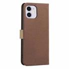 For iPhone 12 / 12 Pro Splicing Color Hollow Flower Pattern RFID Leather Phone Case(Brown) - 3