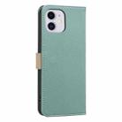 For iPhone 12 / 12 Pro Splicing Color Hollow Flower Pattern RFID Leather Phone Case(Green) - 3