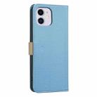 For iPhone 12 / 12 Pro Splicing Color Hollow Flower Pattern RFID Leather Phone Case(Baby Blue) - 3