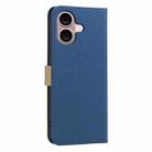 For iPhone 16 Splicing Color Hollow Flower Pattern RFID Leather Phone Case(Dark Blue) - 3