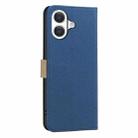For iPhone 17 Splicing Color Hollow Flower Pattern RFID Leather Phone Case(Dark Blue) - 3