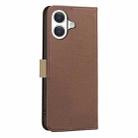 For iPhone 17 Splicing Color Hollow Flower Pattern RFID Leather Phone Case(Brown) - 3