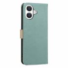 For iPhone 17 Splicing Color Hollow Flower Pattern RFID Leather Phone Case(Green) - 3