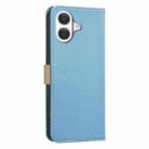 For iPhone 17 Splicing Color Hollow Flower Pattern RFID Leather Phone Case(Baby Blue) - 3