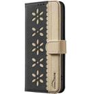 For iPhone 17 Air Splicing Color Hollow Flower Pattern RFID Leather Phone Case(Black) - 2