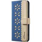 For iPhone 17 Air Splicing Color Hollow Flower Pattern RFID Leather Phone Case(Dark Blue) - 2