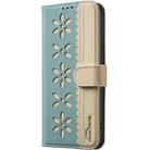 For iPhone 17 Air Splicing Color Hollow Flower Pattern RFID Leather Phone Case(Green) - 2