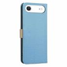 For iPhone 17 Air Splicing Color Hollow Flower Pattern RFID Leather Phone Case(Baby Blue) - 3