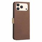 For iPhone 17 Pro Splicing Color Hollow Flower Pattern RFID Leather Phone Case(Brown) - 3