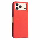 For iPhone 17 Pro Splicing Color Hollow Flower Pattern RFID Leather Phone Case(Red) - 3