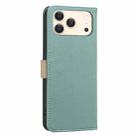 For iPhone 17 Pro Splicing Color Hollow Flower Pattern RFID Leather Phone Case(Green) - 3