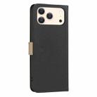 For iPhone 17 Pro Max Splicing Color Hollow Flower Pattern RFID Leather Phone Case(Black) - 3