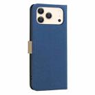 For iPhone 17 Pro Max Splicing Color Hollow Flower Pattern RFID Leather Phone Case(Dark Blue) - 3