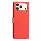 For iPhone 17 Pro Max Splicing Color Hollow Flower Pattern RFID Leather Phone Case(Red) - 3