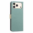 For iPhone 17 Pro Max Splicing Color Hollow Flower Pattern RFID Leather Phone Case(Green) - 3
